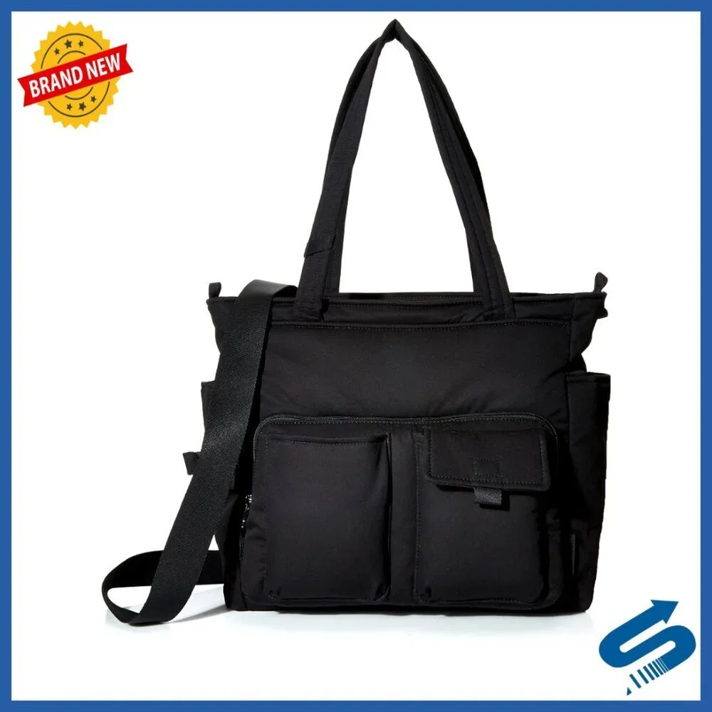 Large Recycled Cotton Tote Bag with Adjustable Strap, Multiple Pockets